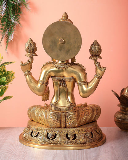 Pure Brass Superfine Lakshmi Statue – 17.5" - Budhshiv.com
