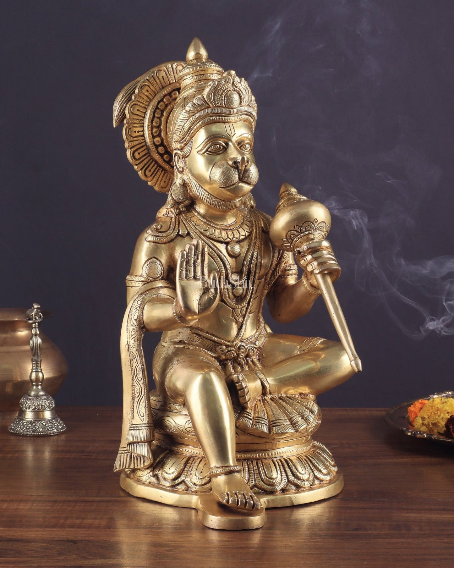 Pure Brass Superfine Large Hanuman Ji Idol | 15 Inch (38.1 cm) | Divine Strength & Protection - Budhshiv.com