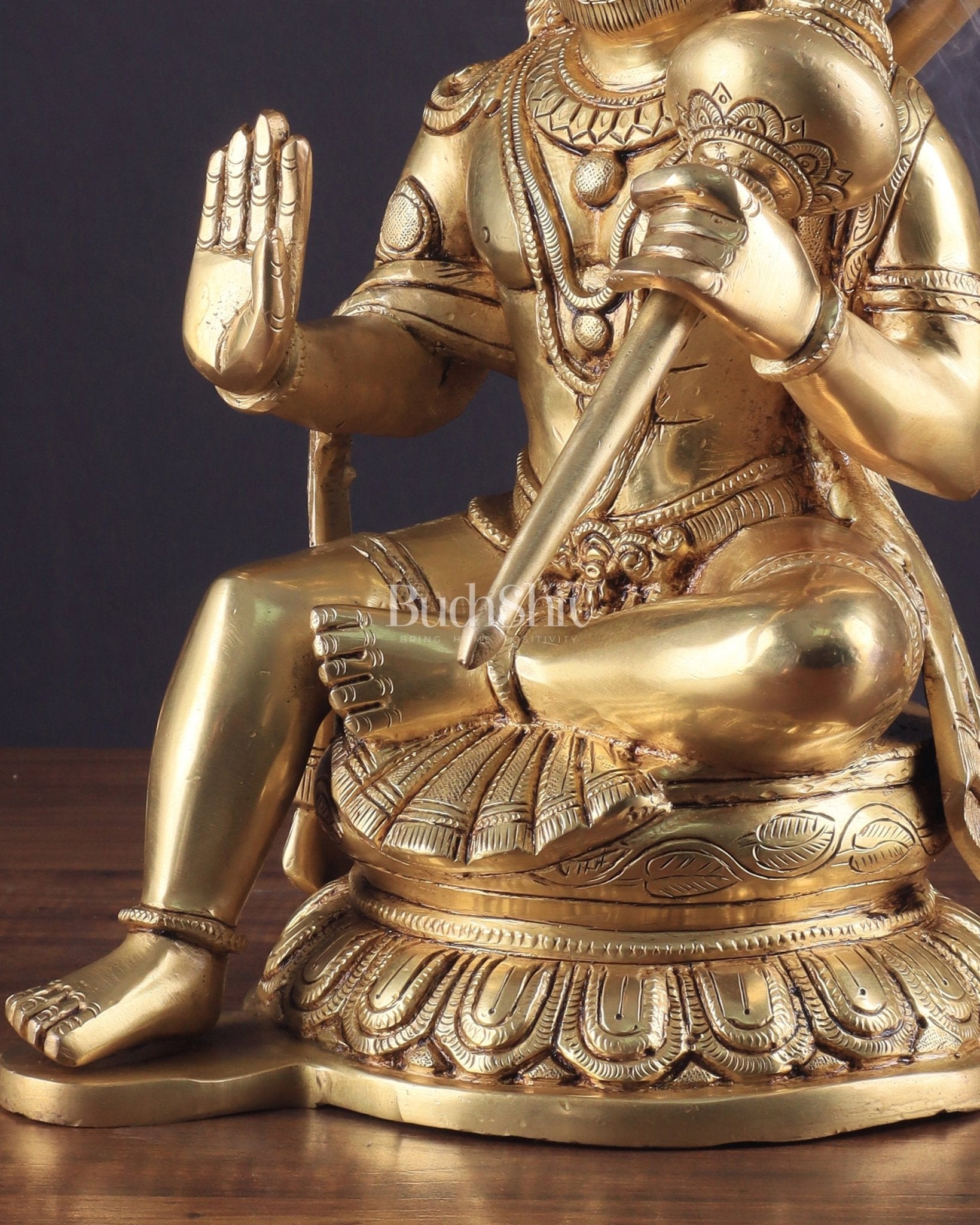 Pure Brass Superfine Large Hanuman Ji Idol | 15 Inch (38.1 cm) | Divine Strength & Protection - Budhshiv.com