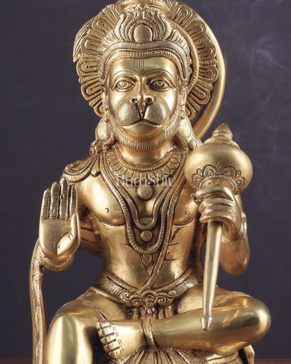 Pure Brass Superfine Large Hanuman Ji Idol | 15 Inch (38.1 cm) | Divine Strength & Protection - Budhshiv.com