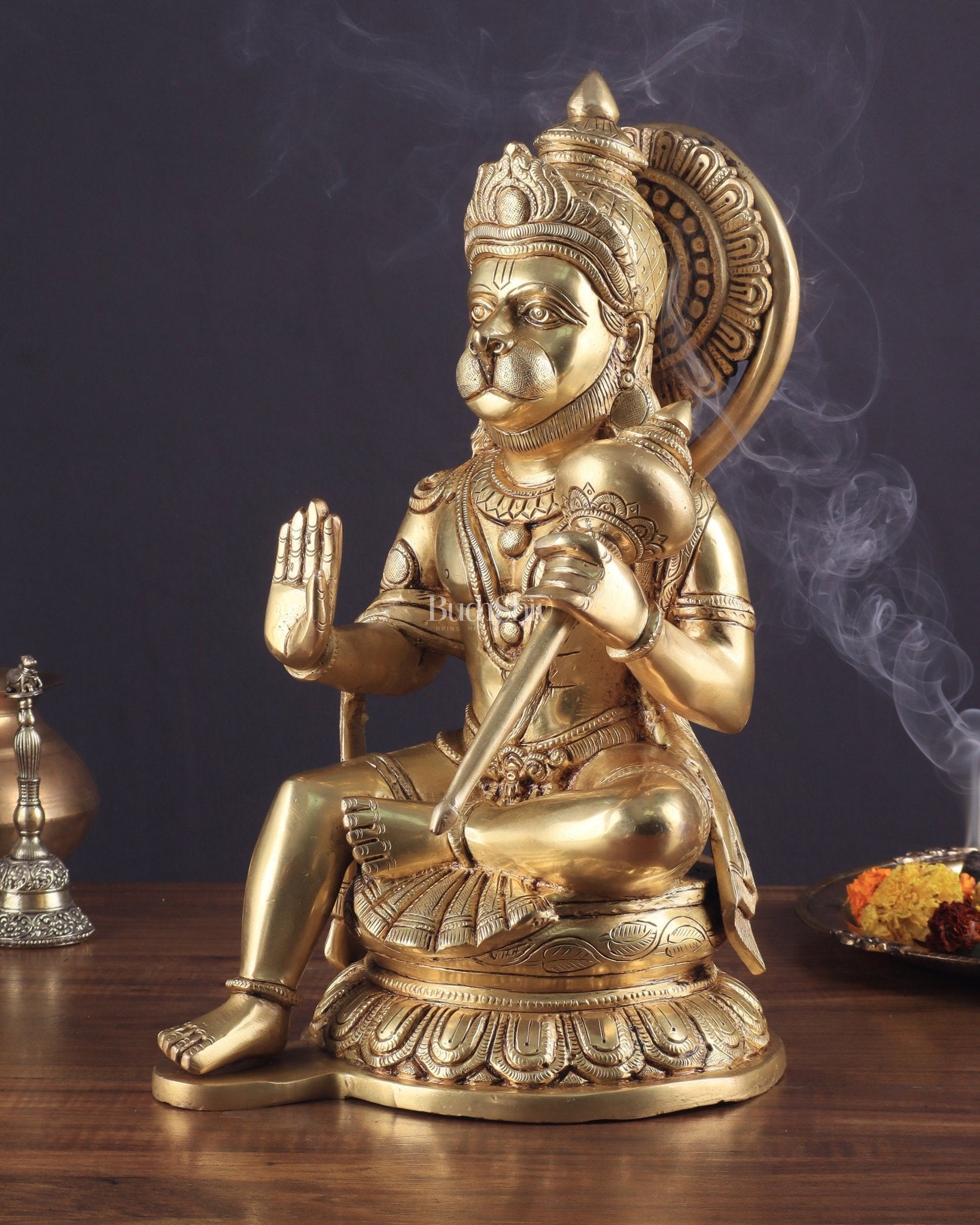 Pure Brass Superfine Large Hanuman Ji Idol | 15 Inch (38.1 cm) | Divine Strength & Protection - Budhshiv.com