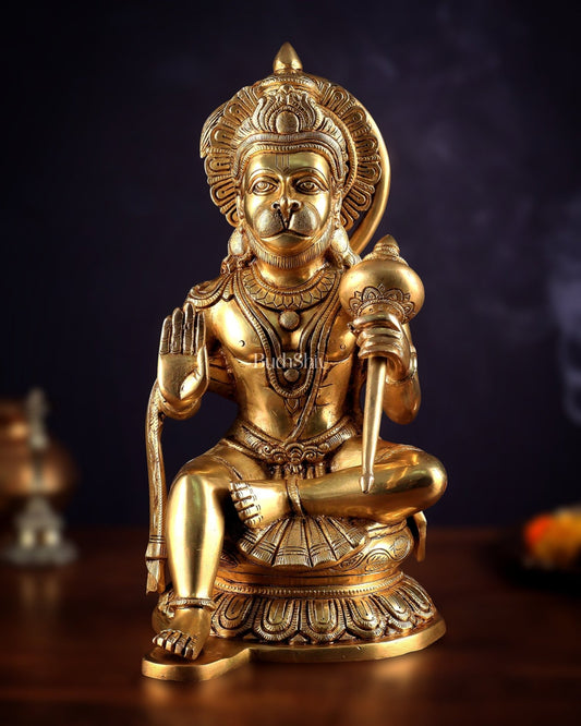 Pure Brass Superfine Large Hanuman Ji Idol | 15 Inch (38.1 cm) | Divine Strength & Protection - Budhshiv.com