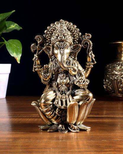 Pure Brass Superfine Lord Ganesha Idol | 6 inch - Budhshiv.com