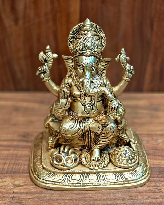 Pure Brass Superfine Lord Ganesha Idol - 9" - Budhshiv.com