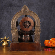 Pure Brass Superfine Lord Ganesha Seated on Throne Dual Tone Sculpture - 17" - Budhshiv.com