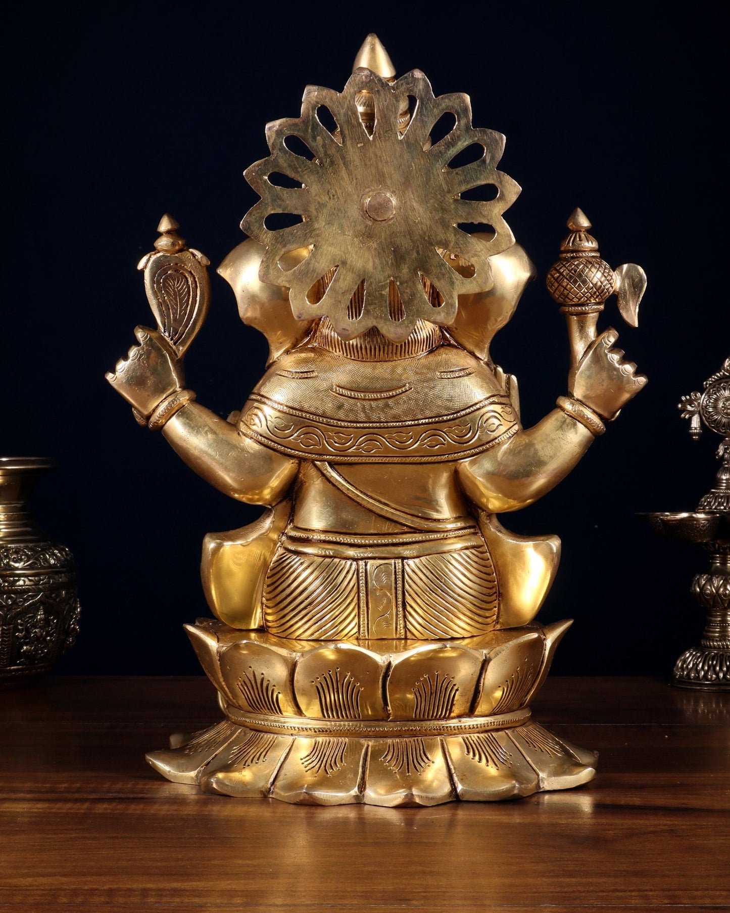 Pure Brass Superfine Lord Ganesha Statue – 14 Inch | Intricately Carved & Majestic Form - Budhshiv.com