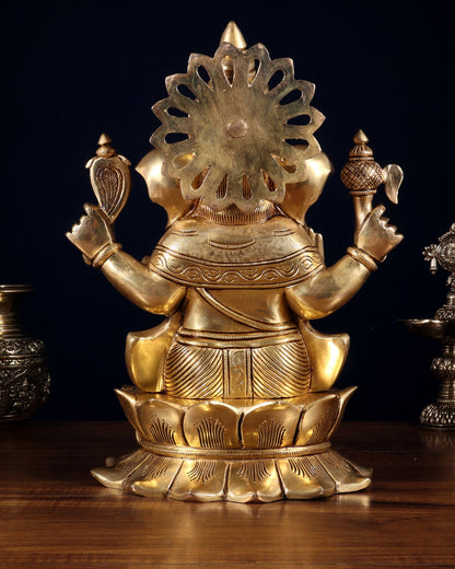 Pure Brass Superfine Lord Ganesha Statue – 14 Inch | Intricately Carved & Majestic Form - Budhshiv.com