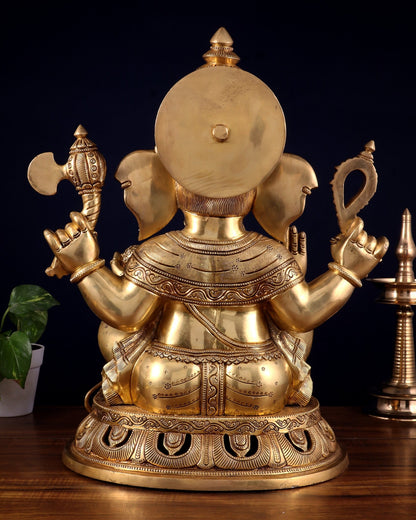 Pure Brass Superfine Lord Ganesha Statue – Large Size 18" - Budhshiv.com