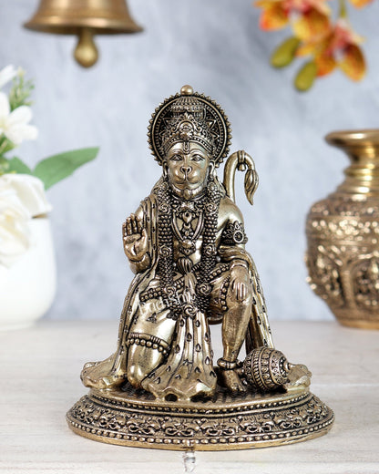 Pure Brass Superfine Lord Hanuman Idol – Intricate Carvings 5.5 inch - Budhshiv.com
