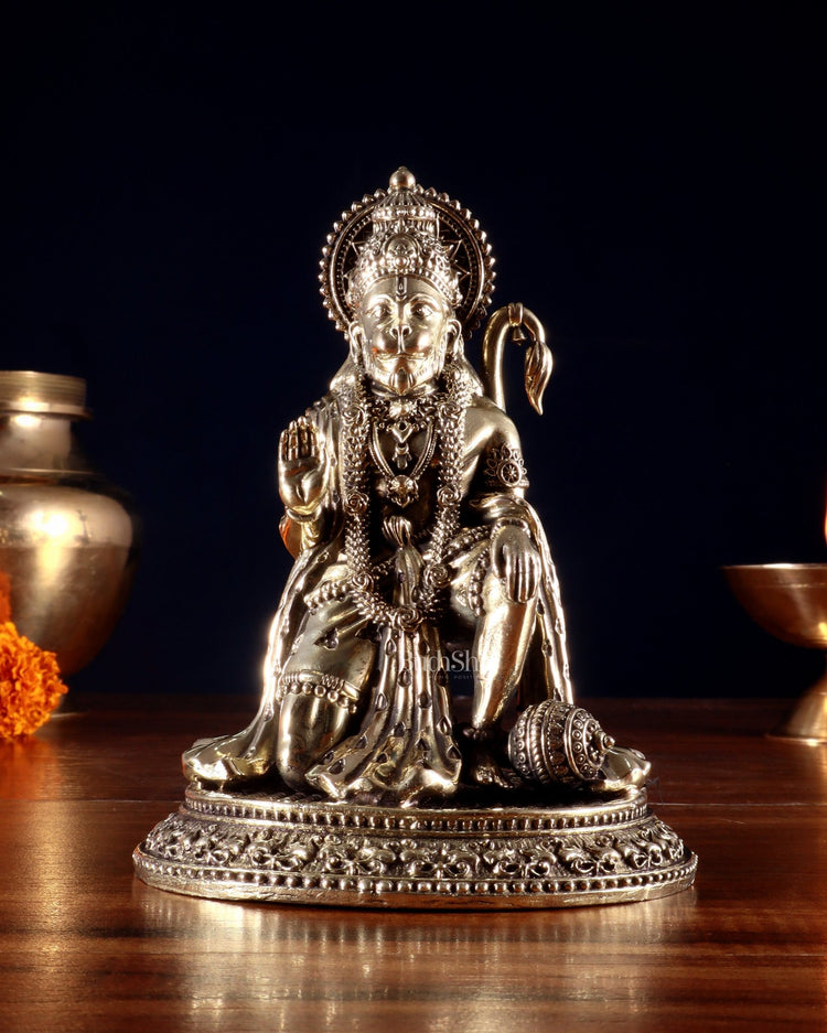 Pure Brass Superfine Lord Hanuman Idol – Intricate Carvings 5.5 inch - Budhshiv.com