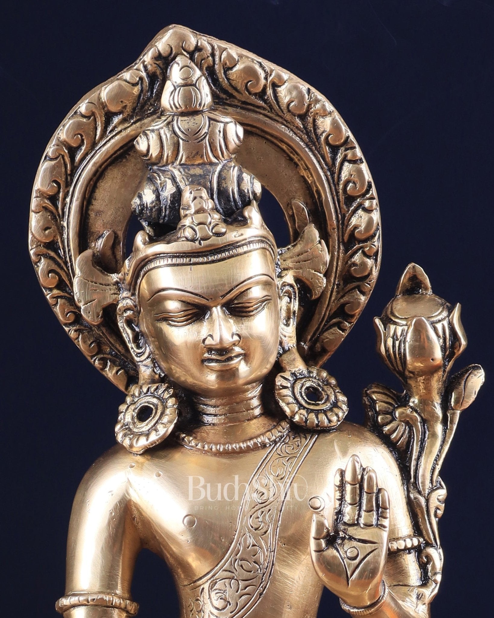 Pure Brass Superfine Lord Indra Dev Unique Statue 12 inch - Budhshiv.com