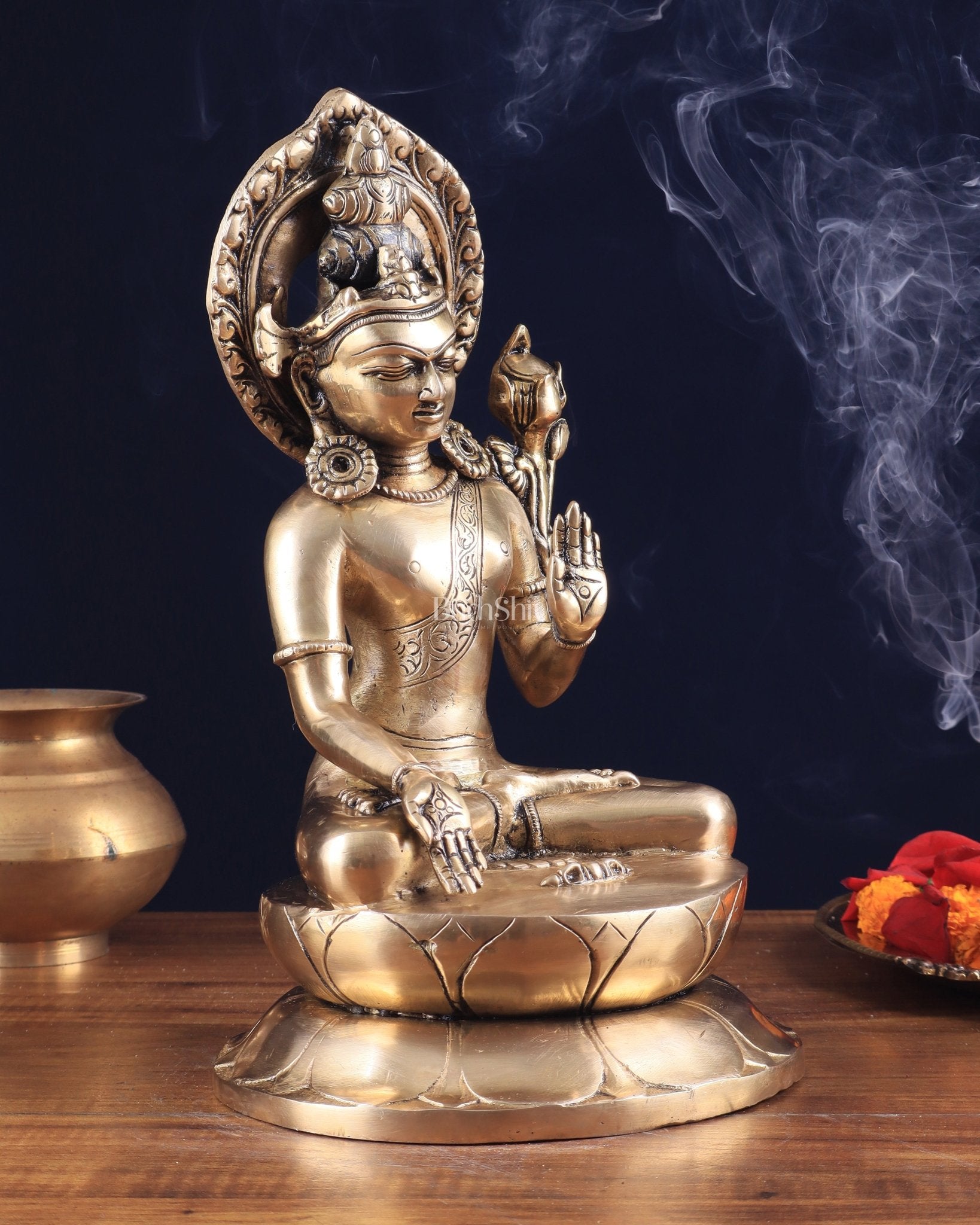 Pure Brass Superfine Lord Indra Dev Unique Statue 12 inch - Budhshiv.com