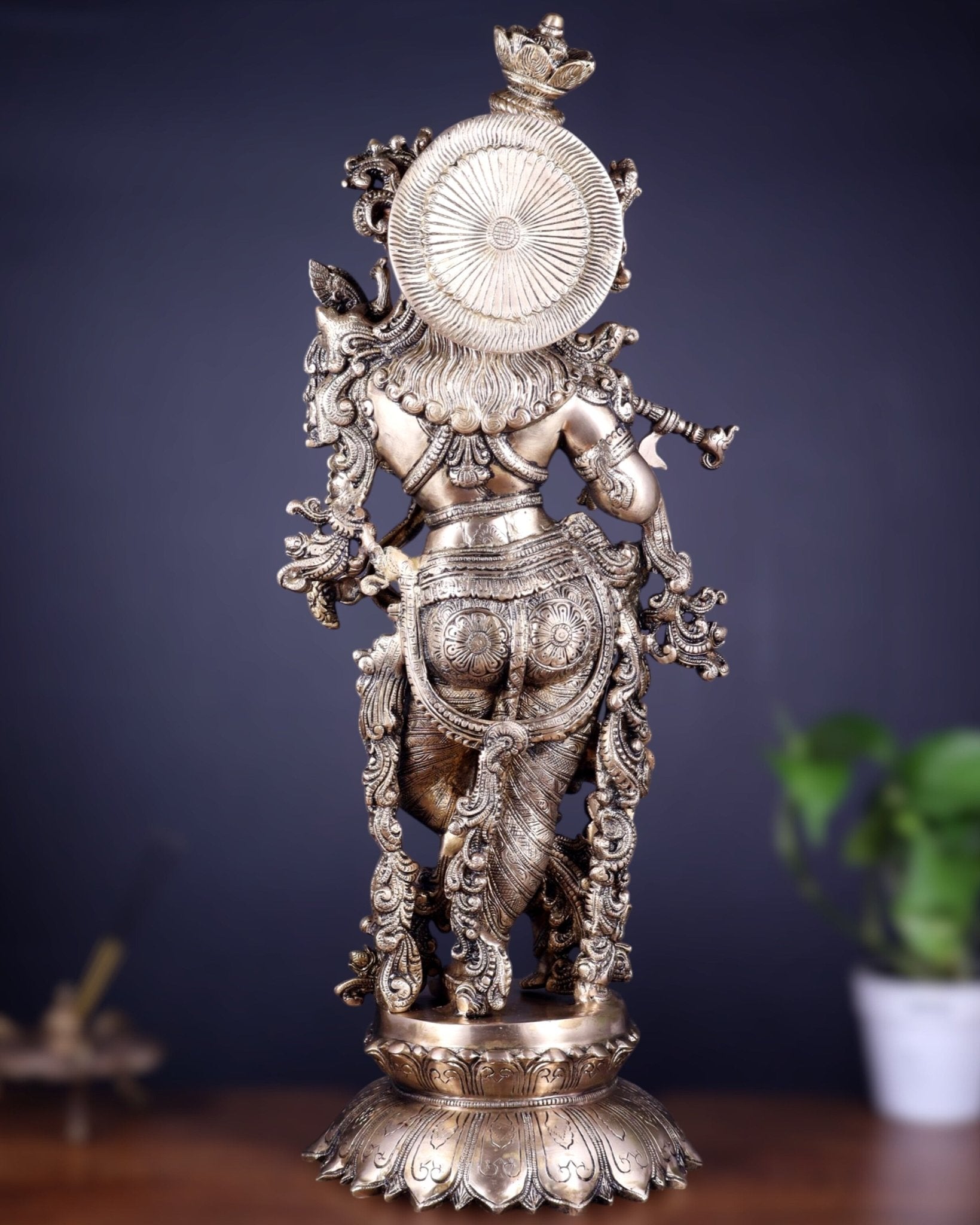 Pure Brass Superfine Lord Krishna Statue , 27" matte finish - Budhshiv.com