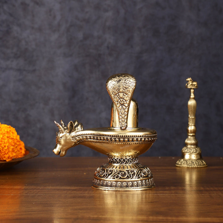 Pure Brass Superfine Lord Shiva Lingam - 5 Inch - Budhshiv.com