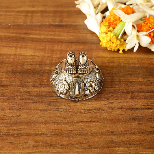 Pure Brass Superfine Lord Tirupati Balaji Feet Charan Paduka | 1.5 Inch Height | - Budhshiv.com