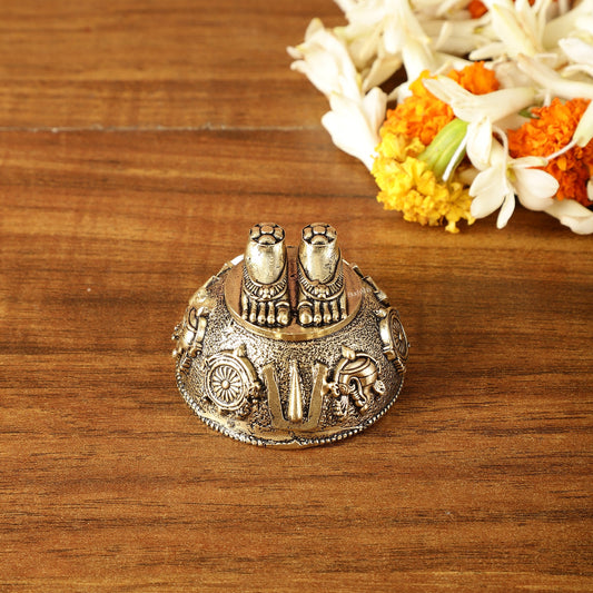Pure Brass Superfine Lord Tirupati Balaji Feet Charan Paduka | 2 Inch Height - Budhshiv.com