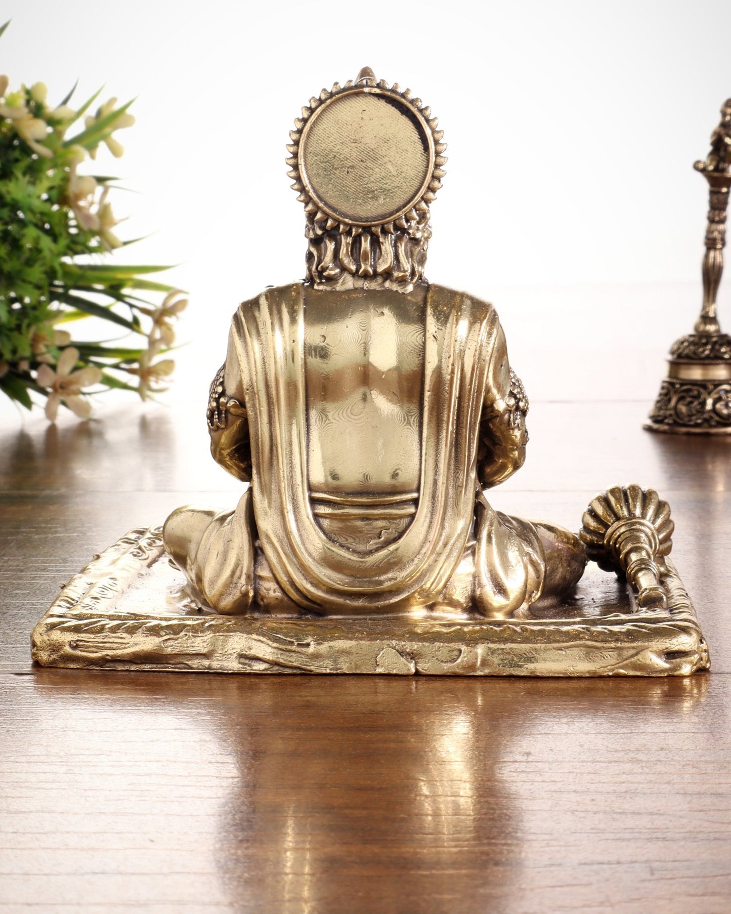 Pure Brass Superfine Meditation Hanuman Idol - Intricately Carved - 4" Tall - Budhshiv.com