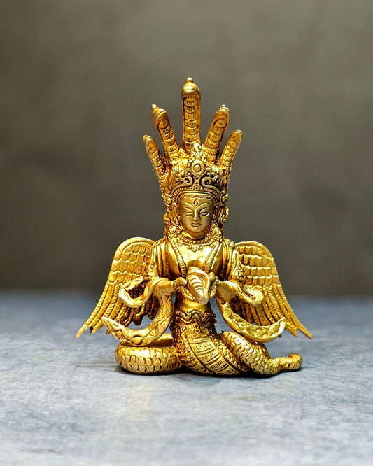 Pure Brass Superfine Naaga Kanya Idol | 5.5" - Budhshiv.com