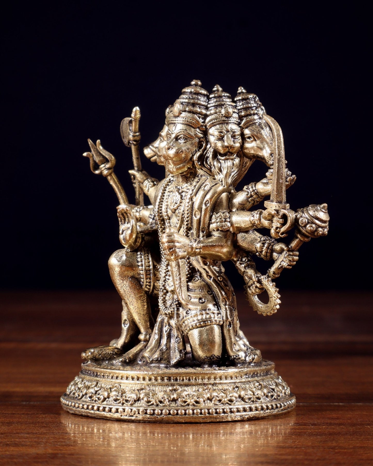 Pure Brass Superfine Panchmukhi Hanuman Idol - 3 inch - Budhshiv.com