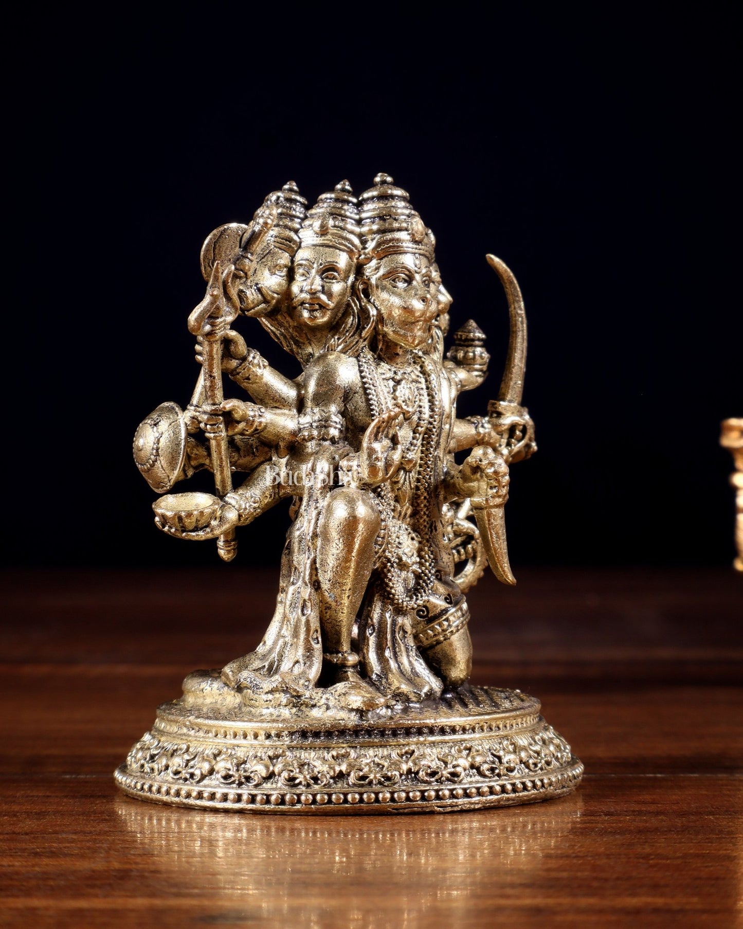 Pure Brass Superfine Panchmukhi Hanuman Idol - 3 inch - Budhshiv.com