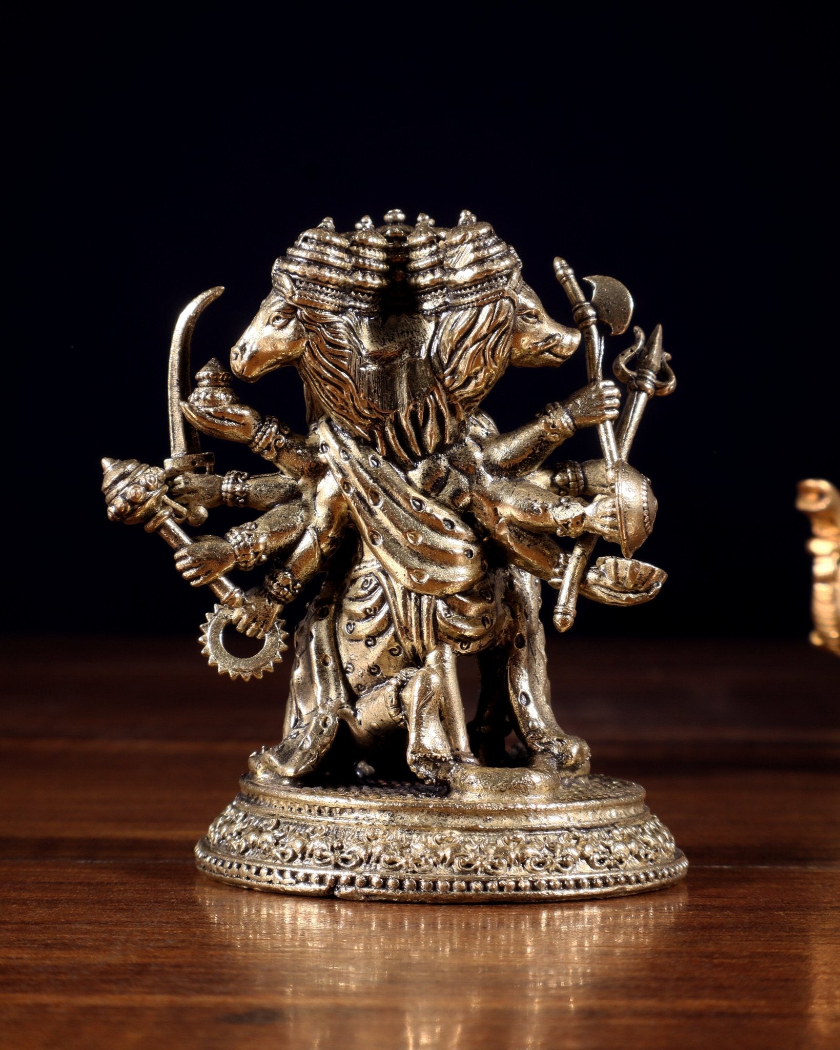 Pure Brass Superfine Panchmukhi Hanuman Idol - 3 inch - Budhshiv.com