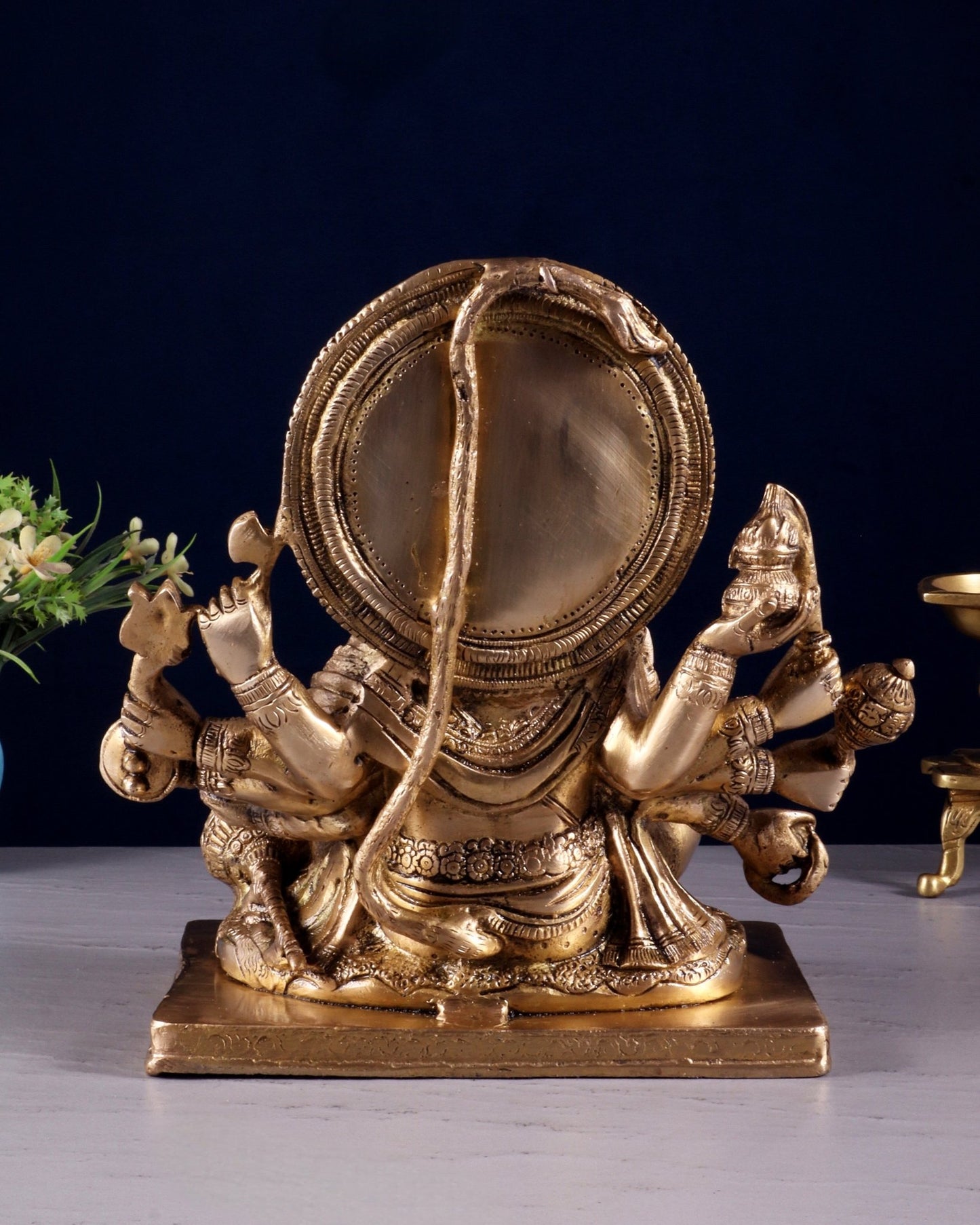 Pure Brass Superfine Panchmukhi Hanuman Statue - 10 inch matte - Budhshiv.com