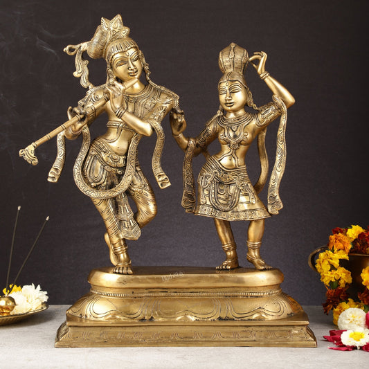 Pure Brass Superfine Radha Krishna Idols - 18 inch - Budhshiv.com