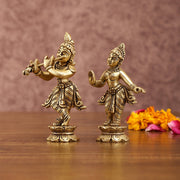 Pure brass Superfine Radha krishna idols pair 5" - Budhshiv.com