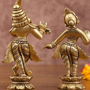 Pure brass Superfine Radha krishna idols pair 5" - Budhshiv.com