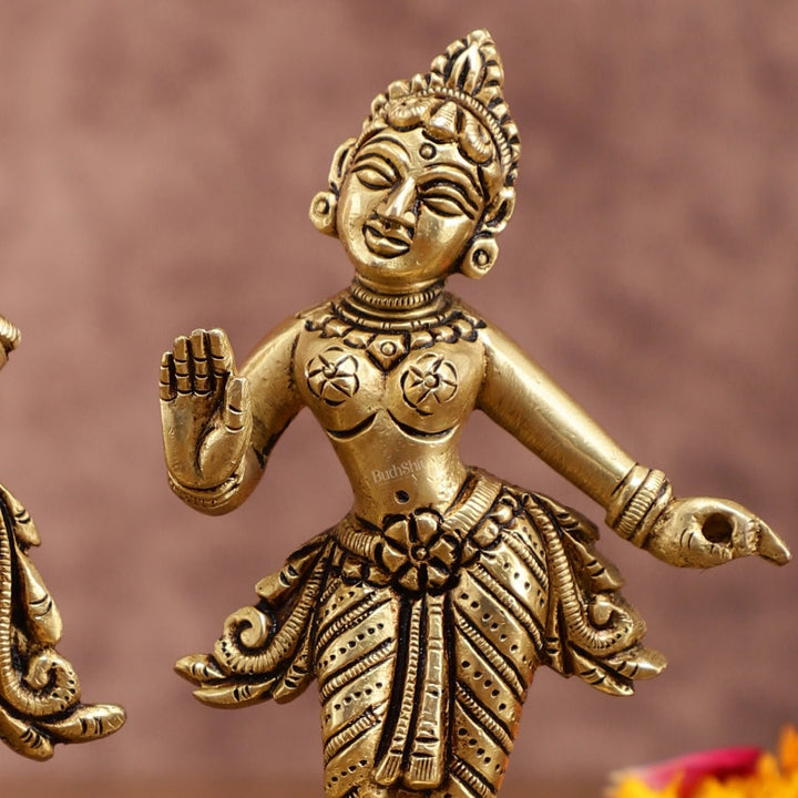 Pure brass Superfine Radha krishna idols pair 5" - Budhshiv.com