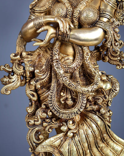Pure Brass Superfine Radha Krishna Statue | 30" pair Original - Budhshiv.com