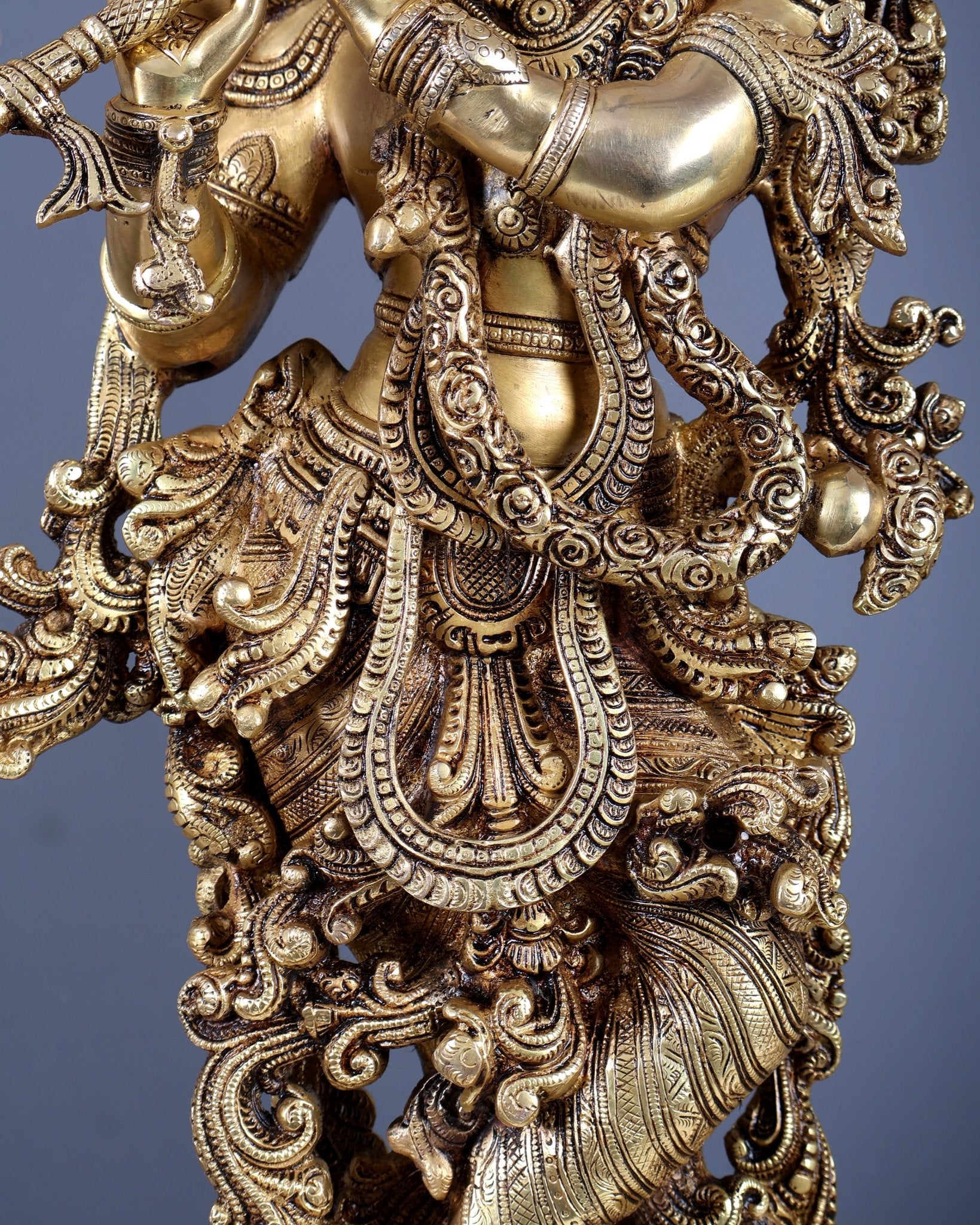 Pure Brass Superfine Radha Krishna Statue | 30" pair Original - Budhshiv.com