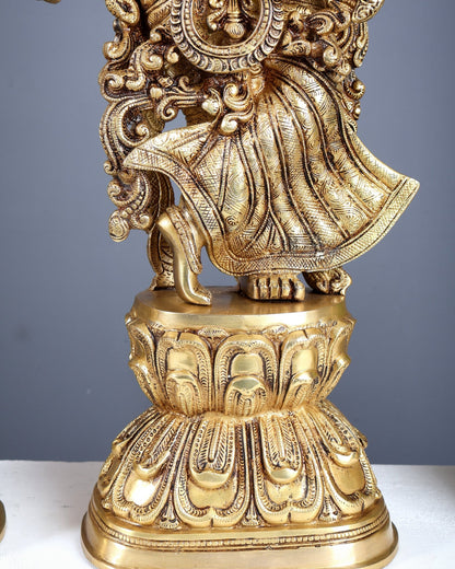Pure Brass Superfine Radha Krishna Statue | 30" pair Original - Budhshiv.com