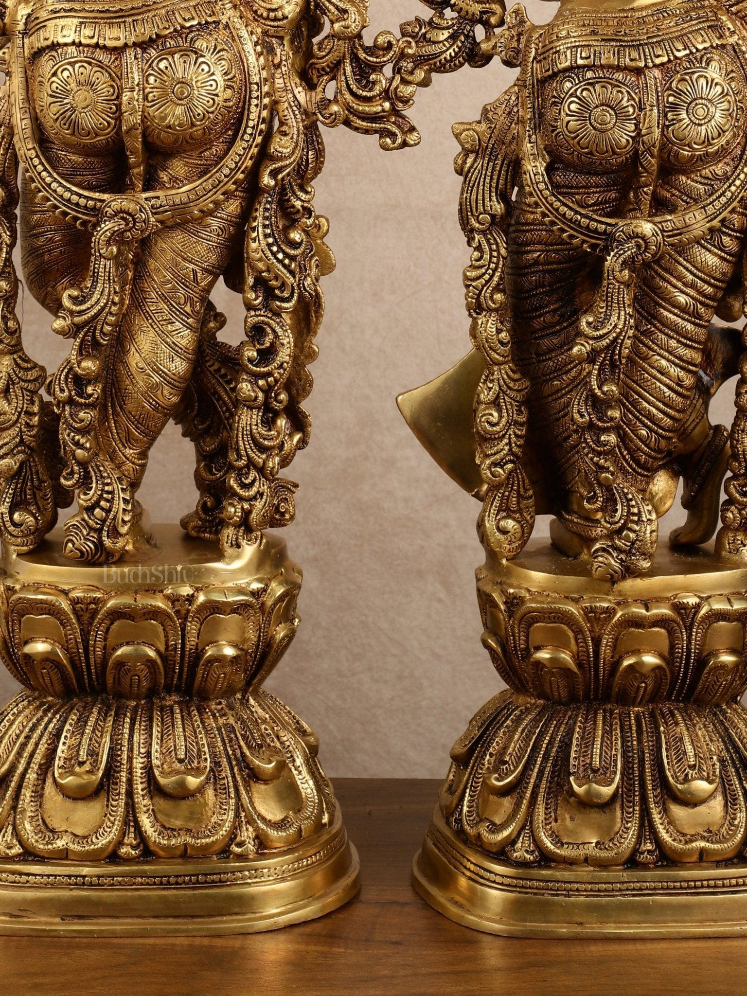 Pure Brass Superfine Radha Krishna Statue | 30" pair - Budhshiv.com