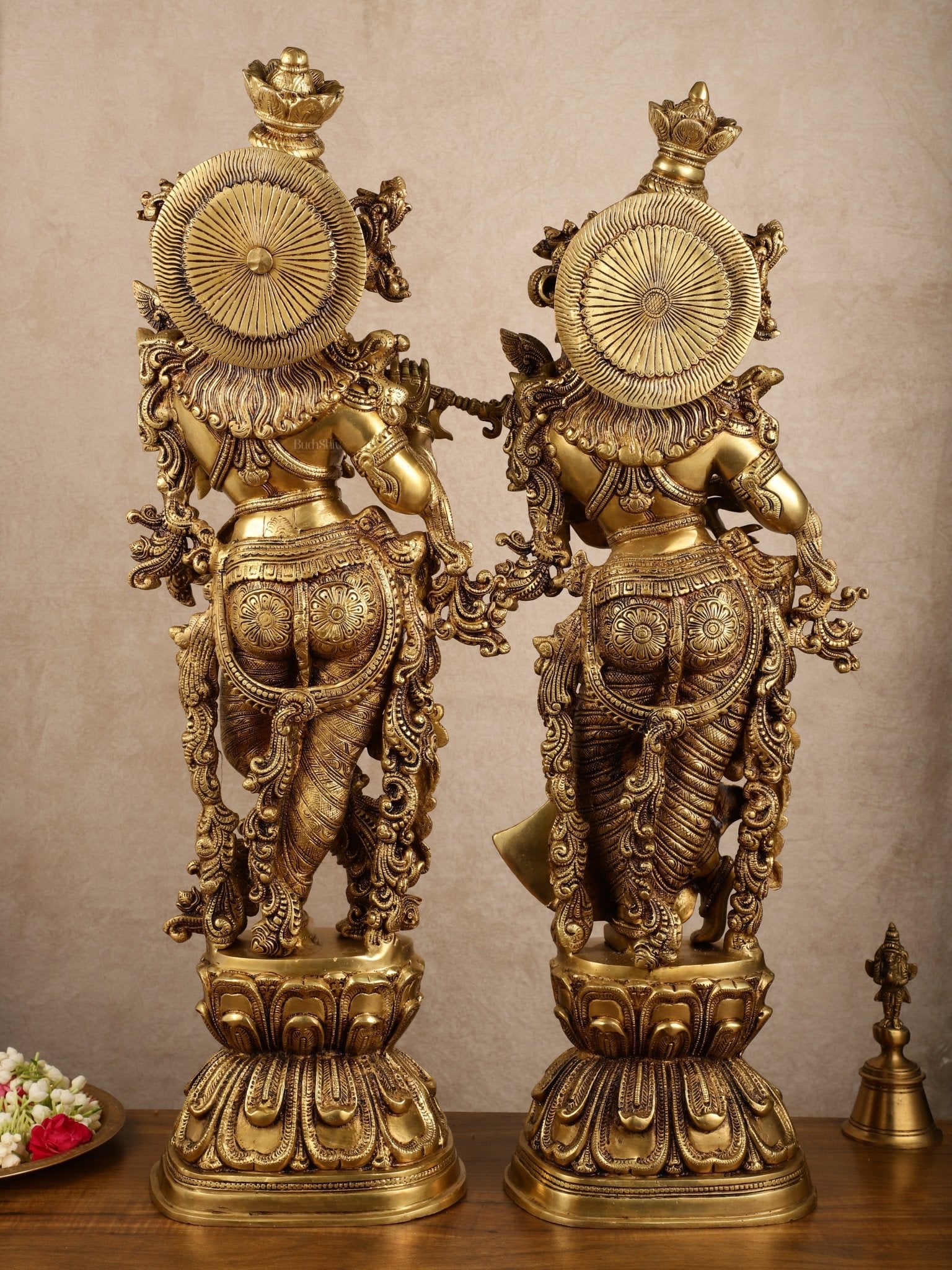 Pure Brass Superfine Radha Krishna Statue | 30" pair - Budhshiv.com