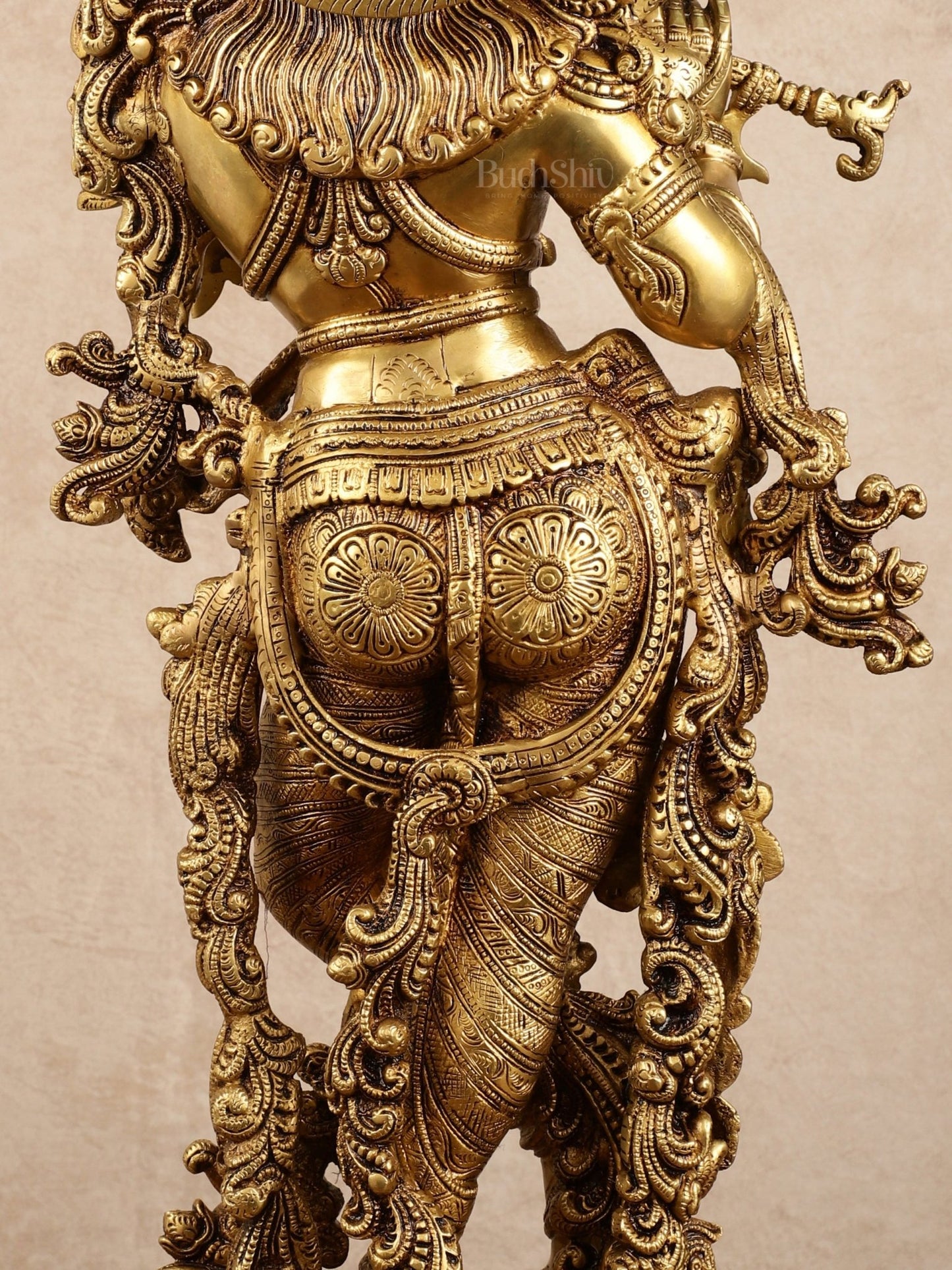 Pure Brass Superfine Radha Krishna Statue | 30" pair - Budhshiv.com