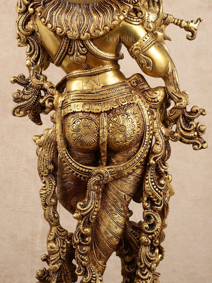Pure Brass Superfine Radha Krishna Statue | 30" pair - Budhshiv.com