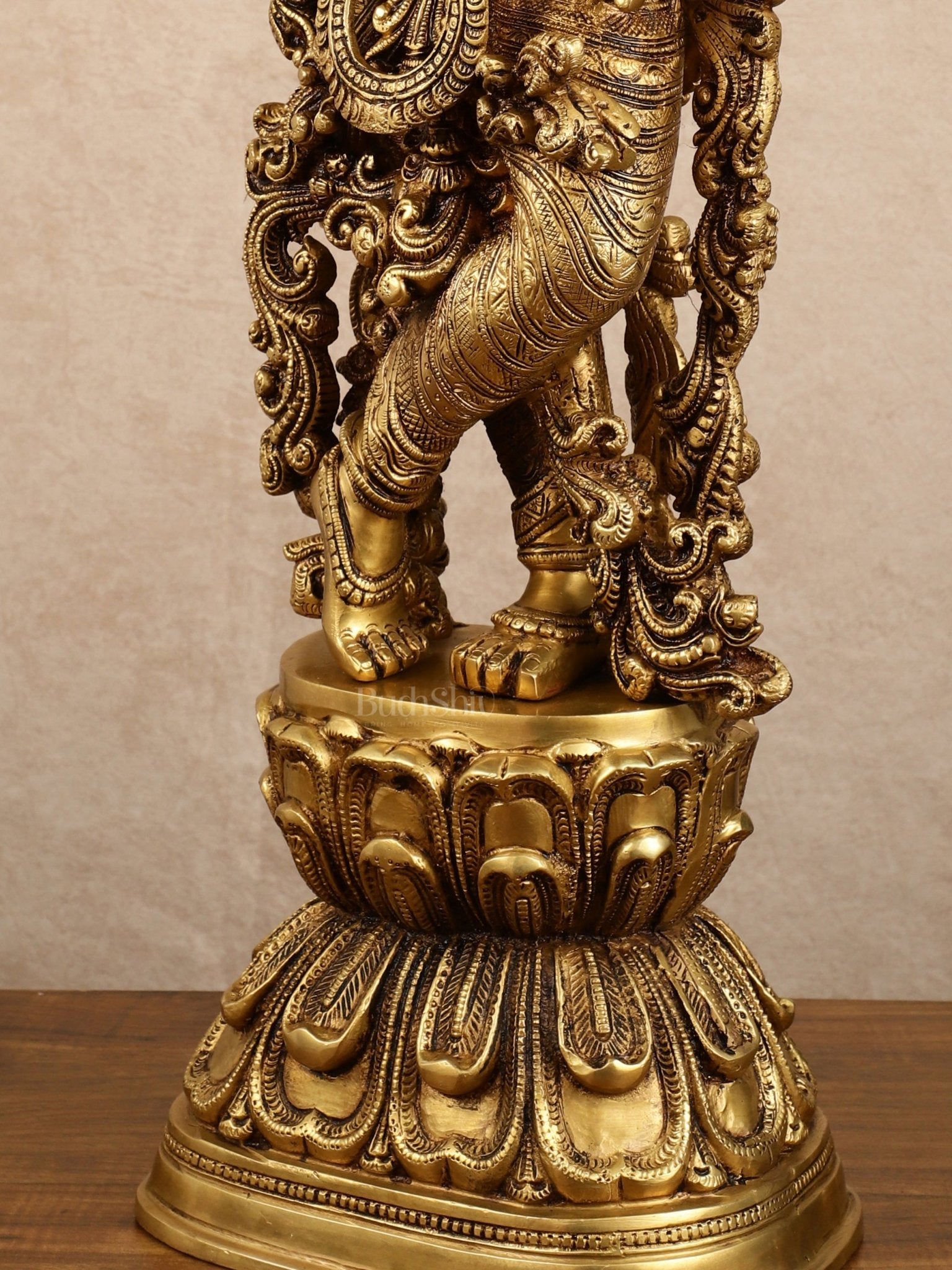 Pure Brass Superfine Radha Krishna Statue | 30" pair - Budhshiv.com