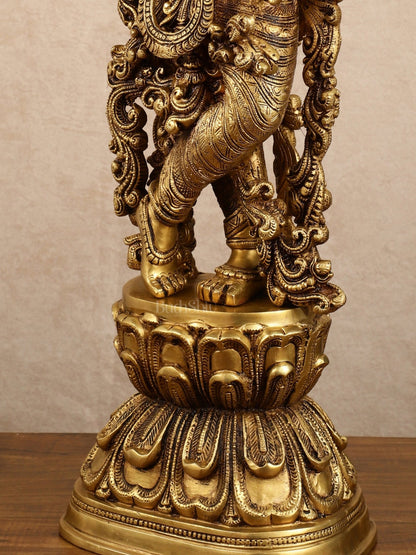 Pure Brass Superfine Radha Krishna Statue | 30" pair - Budhshiv.com