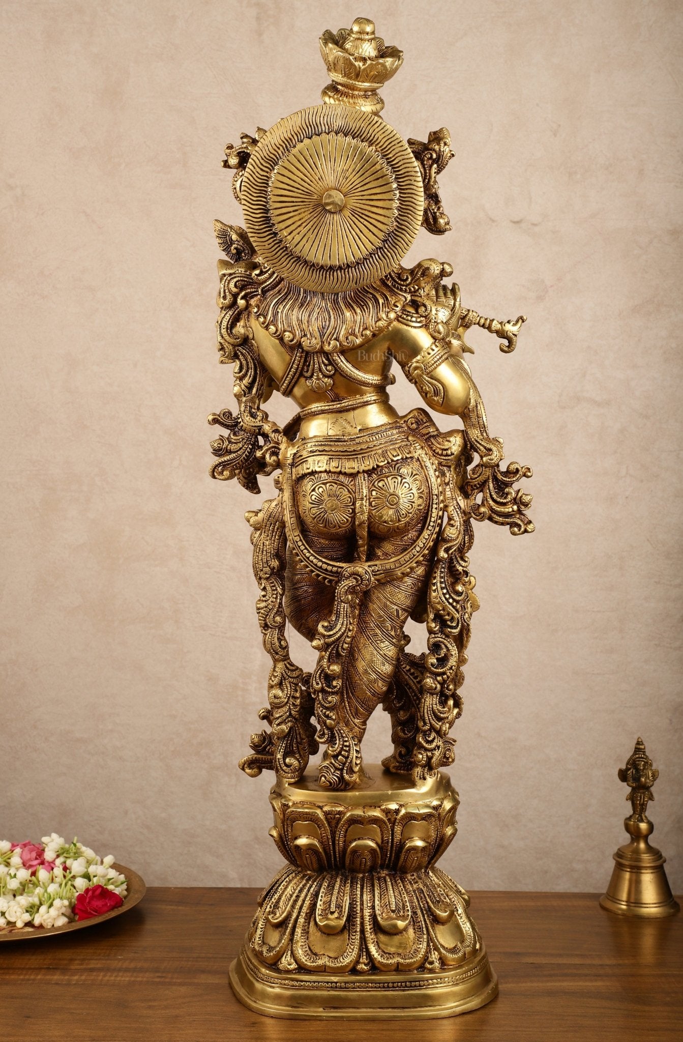 Pure Brass Superfine Radha Krishna Statue | 30" pair - Budhshiv.com