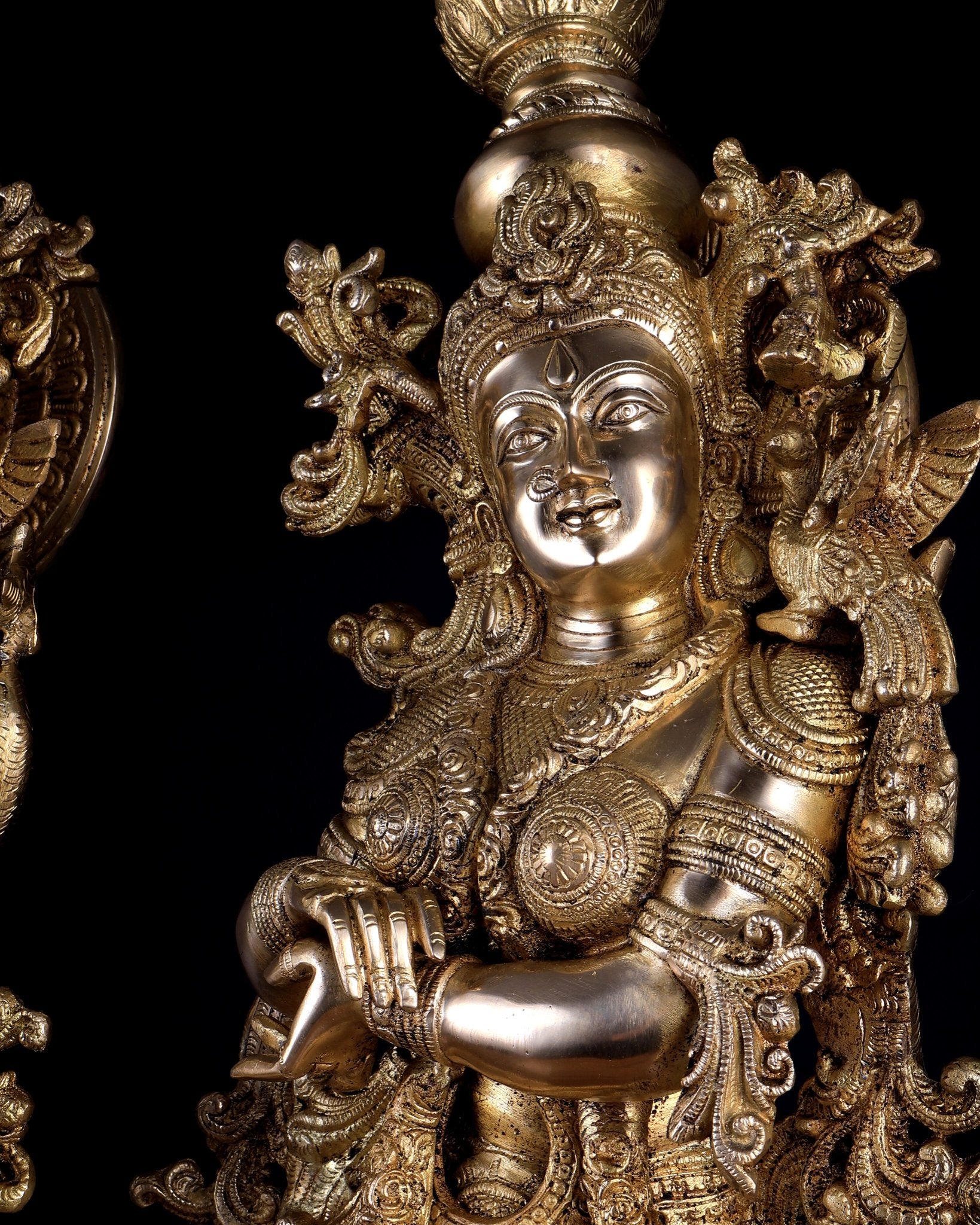 Pure Brass Superfine Radha Krishna Statue Set – 30 Inch Divine Pair | Intricately Carved Premium Brass Idols (43 kg) - Budhshiv.com