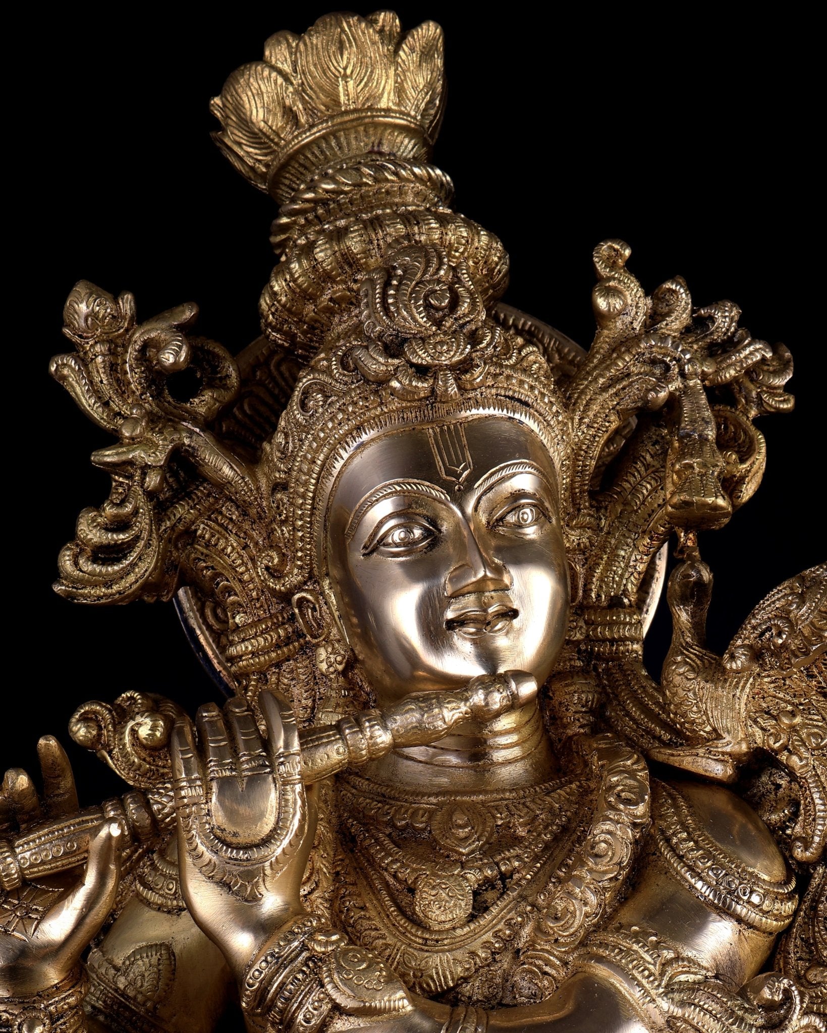 Pure Brass Superfine Radha Krishna Statue Set – 30 Inch Divine Pair | Intricately Carved Premium Brass Idols (43 kg) - Budhshiv.com