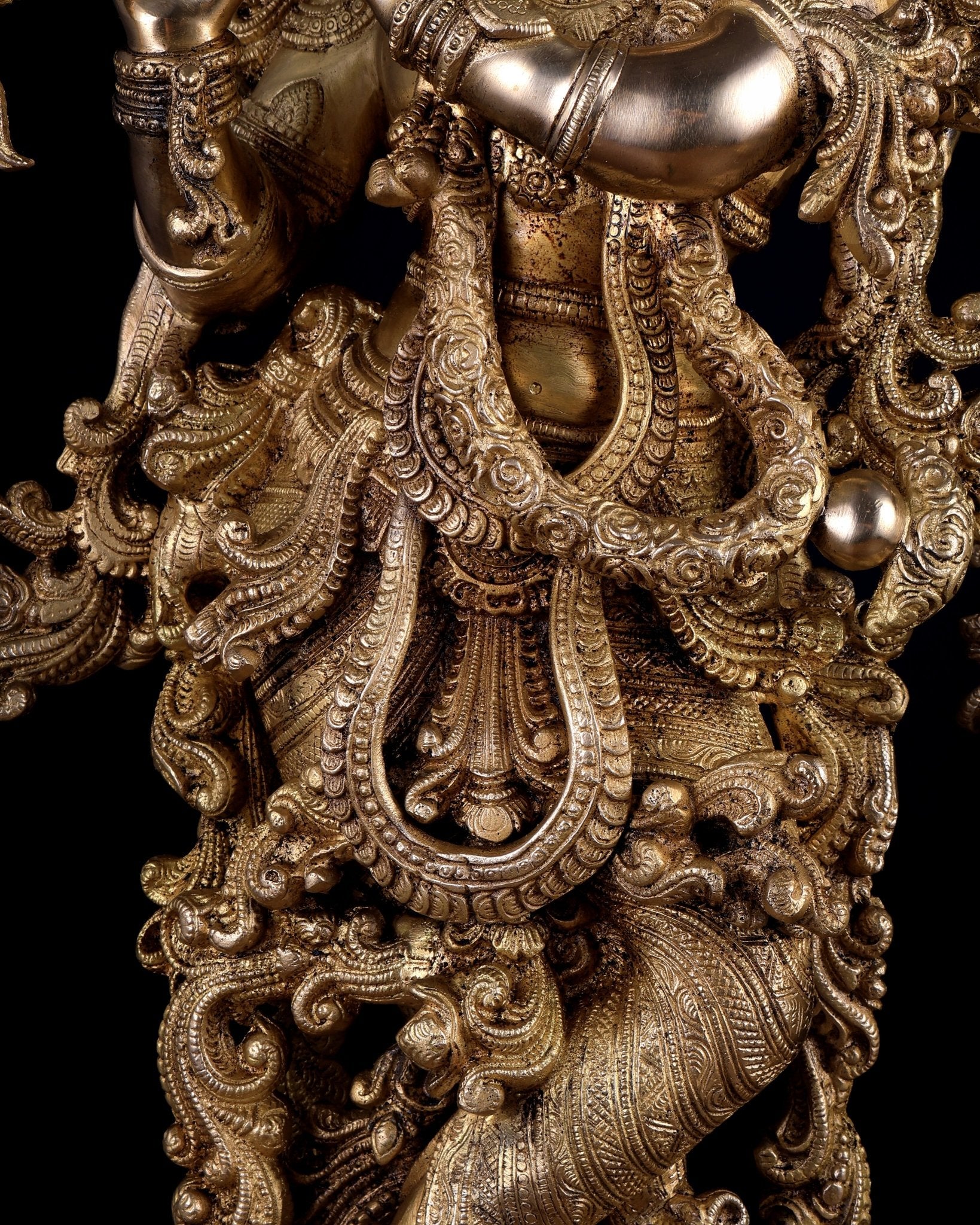 Pure Brass Superfine Radha Krishna Statue Set – 30 Inch Divine Pair | Intricately Carved Premium Brass Idols (43 kg) - Budhshiv.com