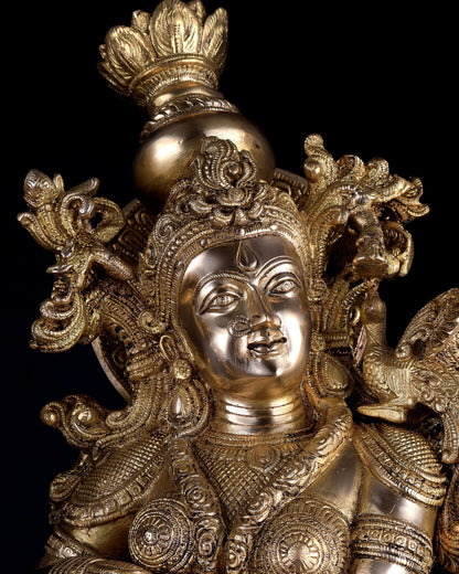 Pure Brass Superfine Radha Krishna Statue Set – 30 Inch Divine Pair | Intricately Carved Premium Brass Idols (43 kg) - Budhshiv.com