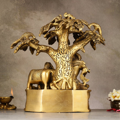 Pure Brass Superfine Radha Krishna Under Tree Idol - 10 - Budhshiv.com