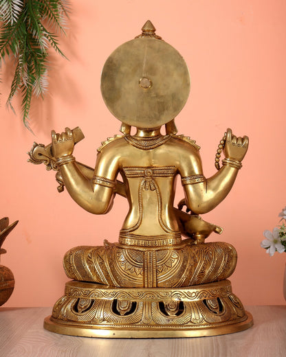 Pure Brass Superfine Saraswati Statue – Large Size 17.5" - Budhshiv.com