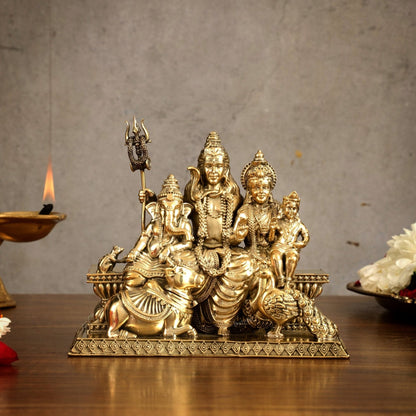 Pure Brass Superfine Shiv Parivar Idol - 6 inch - Budhshiv.com