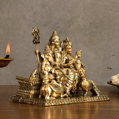 Pure Brass Superfine Shiv Parivar Idol - 6 inch - Budhshiv.com