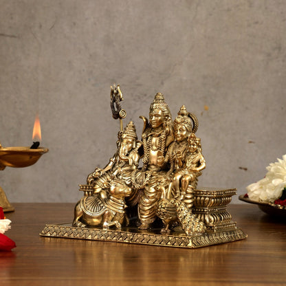 Pure Brass Superfine Shiv Parivar Idol - 6 inch - Budhshiv.com