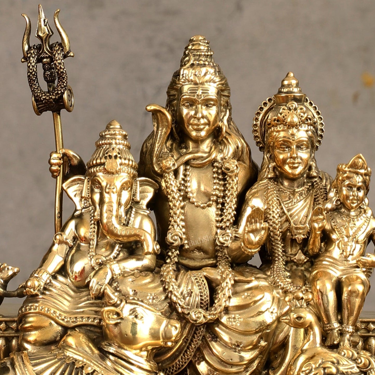 Pure Brass Superfine Shiv Parivar Idol - 6 inch - Budhshiv.com